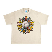 Sandshell Baseball Sunflower Urban Heavy Tee - CowhideDigitalArt