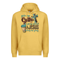 Antique Gold give me coffee to get me started & jesus to keep me going Premium Hoodie - BarkalooDesign
