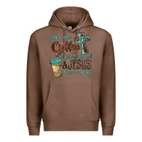 Chestnut give me coffee to get me started & jesus to keep me going Premium Hoodie - BarkalooDesign