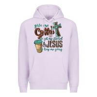 Lilac give me coffee to get me started & jesus to keep me going Premium Hoodie - BarkalooDesign