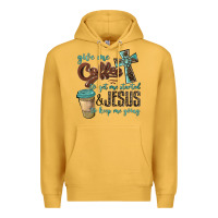 Mustard give me coffee to get me started & jesus to keep me going Premium Hoodie - BarkalooDesign