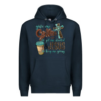 Navy give me coffee to get me started & jesus to keep me going Premium Hoodie - BarkalooDesign