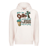 Pale Pink give me coffee to get me started & jesus to keep me going Premium Hoodie - BarkalooDesign