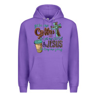 Purple give me coffee to get me started & jesus to keep me going Premium Hoodie - BarkalooDesign