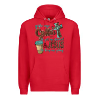 Red give me coffee to get me started & jesus to keep me going Premium Hoodie - BarkalooDesign