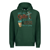 Sports Green give me coffee to get me started & jesus to keep me going Premium Hoodie - BarkalooDesign