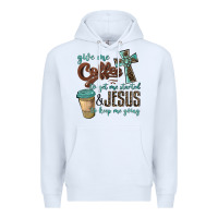 White give me coffee to get me started & jesus to keep me going Premium Hoodie - BarkalooDesign