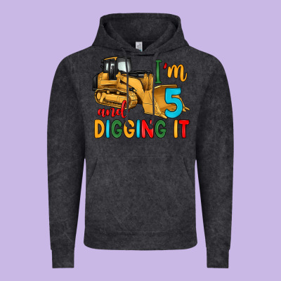 I'm 5 And Digging It Vintage Hoodie Designed By Artiststas