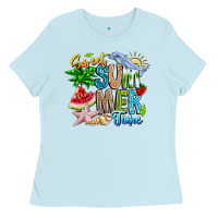Baby Blue summer time Ladies Tee - CowhideDigitalArt