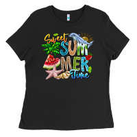 Black summer time Ladies Tee - CowhideDigitalArt