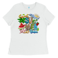 White summer time Ladies Tee - CowhideDigitalArt