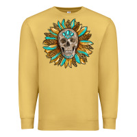 Antique Gold sunflower with skull Premium Sweatshirt - RanaPortraitStore