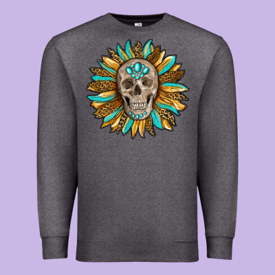 Sunflower With Skull Premium Sweatshirt Designed By Ranaportraitstore