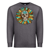 Charcoal Heather sunflower with skull Premium Sweatshirt - RanaPortraitStore
