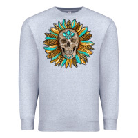 Heather Grey sunflower with skull Premium Sweatshirt - RanaPortraitStore
