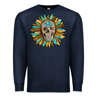 Navy sunflower with skull Premium Sweatshirt - RanaPortraitStore