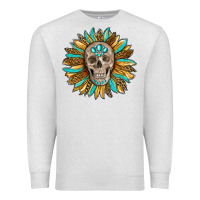 Oatmeal Heather sunflower with skull Premium Sweatshirt - RanaPortraitStore
