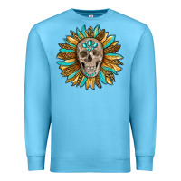 Ocean Blue sunflower with skull Premium Sweatshirt - RanaPortraitStore