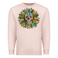 Pale Pink sunflower with skull Premium Sweatshirt - RanaPortraitStore