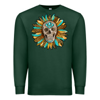 Sports Green sunflower with skull Premium Sweatshirt - RanaPortraitStore