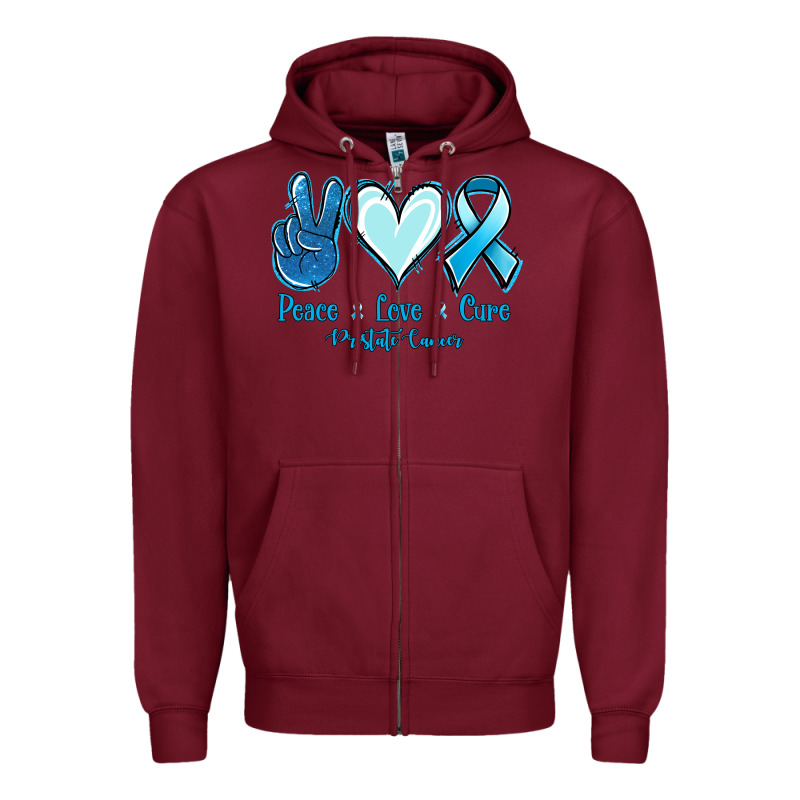 Peace Love Cure Prostate Cancer Zipper Hoodie by Jasminsmagicworld | Teevron