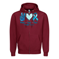 Burgundy Peace Love Cure Prostate Cancer Zipper Hoodie - Jasminsmagicworld