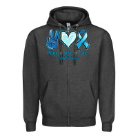 Charcoal Heather Peace Love Cure Prostate Cancer Zipper Hoodie - Jasminsmagicworld