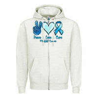 Oatmeal Heather Peace Love Cure Prostate Cancer Zipper Hoodie - Jasminsmagicworld