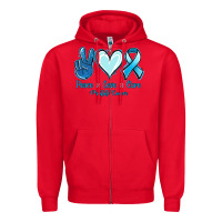Red Peace Love Cure Prostate Cancer Zipper Hoodie - Jasminsmagicworld