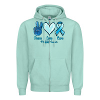 Seafoam Peace Love Cure Prostate Cancer Zipper Hoodie - Jasminsmagicworld
