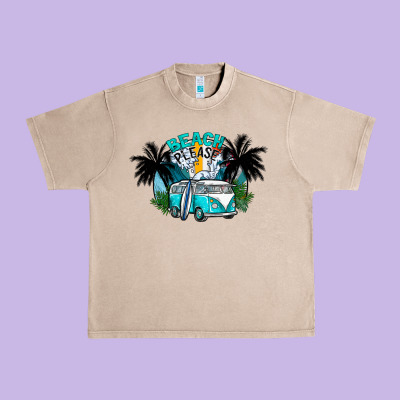 Beach Please Urban Heavy Tee Designed By Cowhidedigitalart