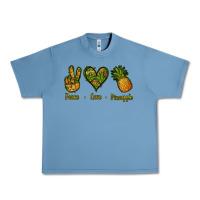 Pebble Blue Peace Love Pineapple Urban Heavy Tee - Jasminsmagicworld