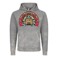 Cloud Rock school bus leopard cowhide rainbow Vintage Hoodie - Artiststas
