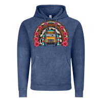 Vintage Denim school bus leopard cowhide rainbow Vintage Hoodie - Artiststas