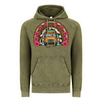 Vintage Olive school bus leopard cowhide rainbow Vintage Hoodie - Artiststas