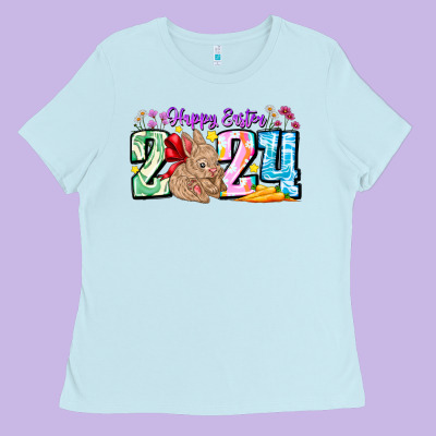 Happy Easter 2024 Ladies Tee Designed By Cowhidedigitalart