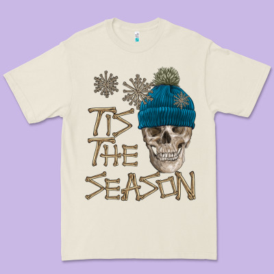 Skull Tis The Season Winter Premium Tee Designed By Fadigitalartstudio