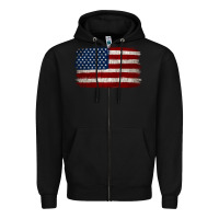 Black Distressed American Flag Zipper Hoodie - Jasminsmagicworld