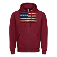 Burgundy Distressed American Flag Zipper Hoodie - Jasminsmagicworld