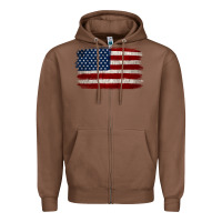 Chestnut Distressed American Flag Zipper Hoodie - Jasminsmagicworld