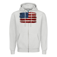 Dove Grey Distressed American Flag Zipper Hoodie - Jasminsmagicworld