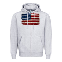 Heather Grey Distressed American Flag Zipper Hoodie - Jasminsmagicworld