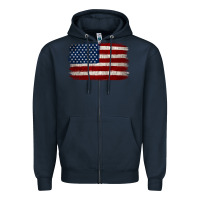 Navy Distressed American Flag Zipper Hoodie - Jasminsmagicworld