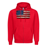 Red Distressed American Flag Zipper Hoodie - Jasminsmagicworld