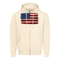 Sandshell Distressed American Flag Zipper Hoodie - Jasminsmagicworld