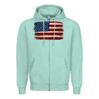 Seafoam Distressed American Flag Zipper Hoodie - Jasminsmagicworld