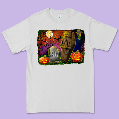 Headstone And Coffin Background Premium Tee Designed By Bundleandbundleshop