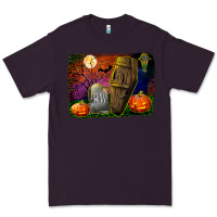 Plum headstone and coffin background Premium Tee - BundleAndBundleShop
