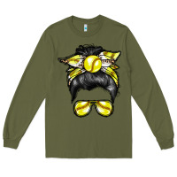 Army Green softball mom Long Sleeve Tee - RacoonDesign