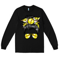Black softball mom Long Sleeve Tee - RacoonDesign